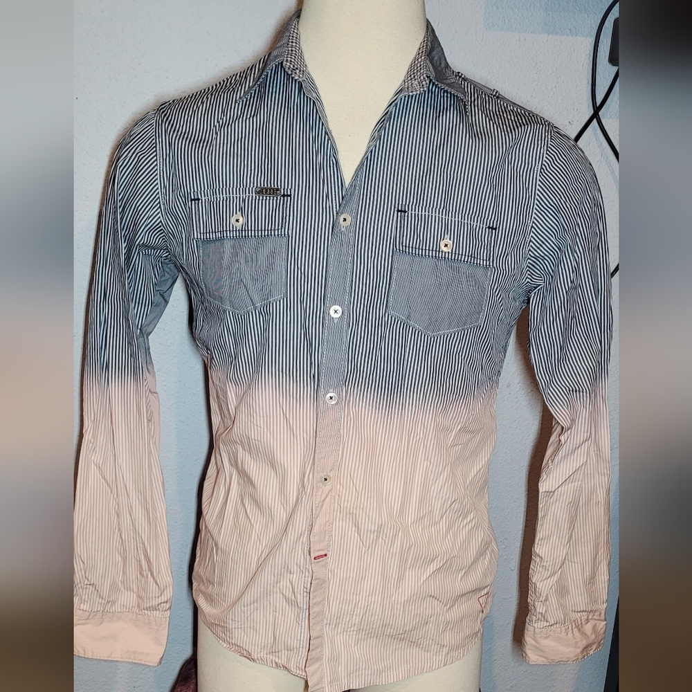 Guess Shirt Gray Long Sleeve 100% Cotton Size M.
